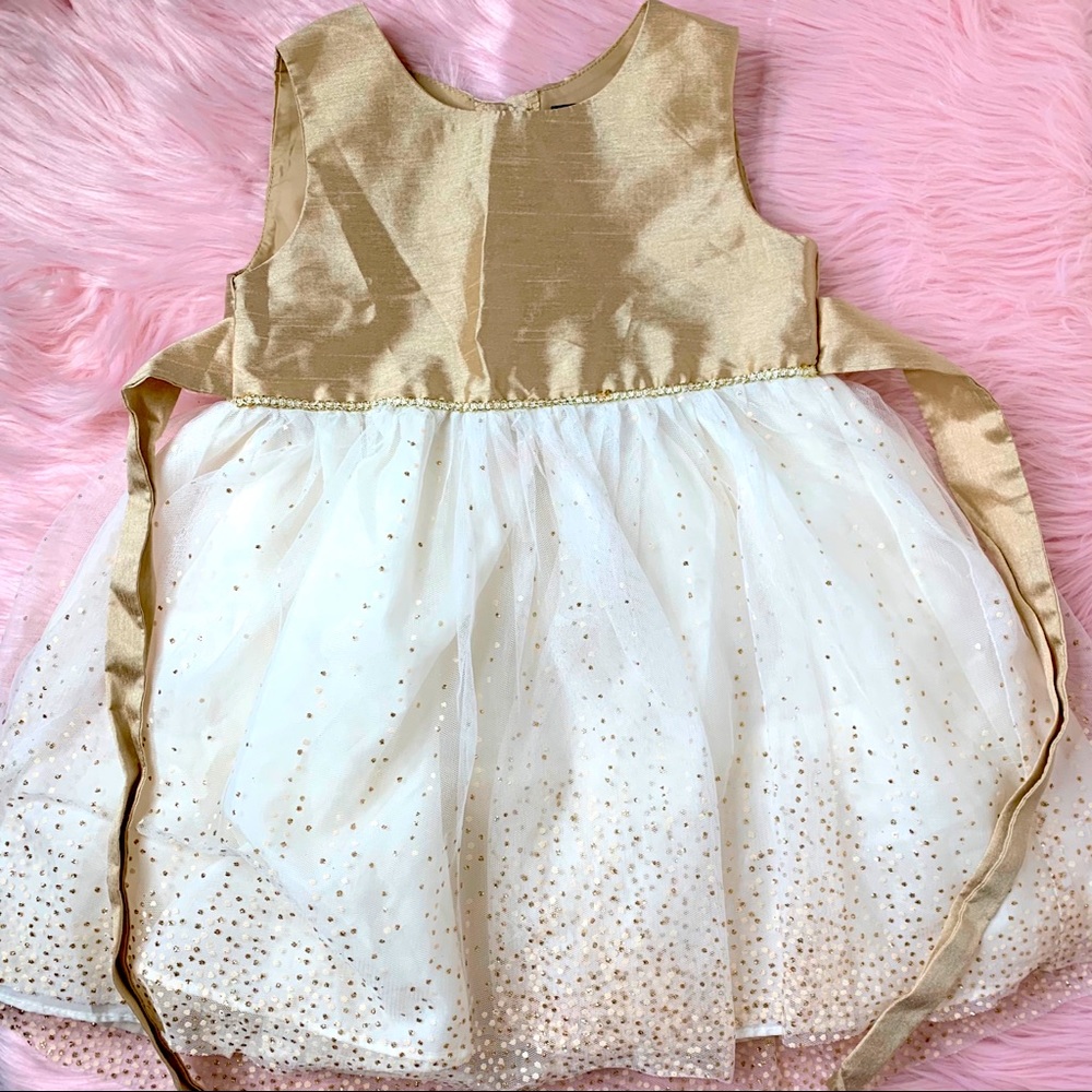 ⭐️GEORGE⭐️ White Gold Toddler Girl Formal Dress, 4t